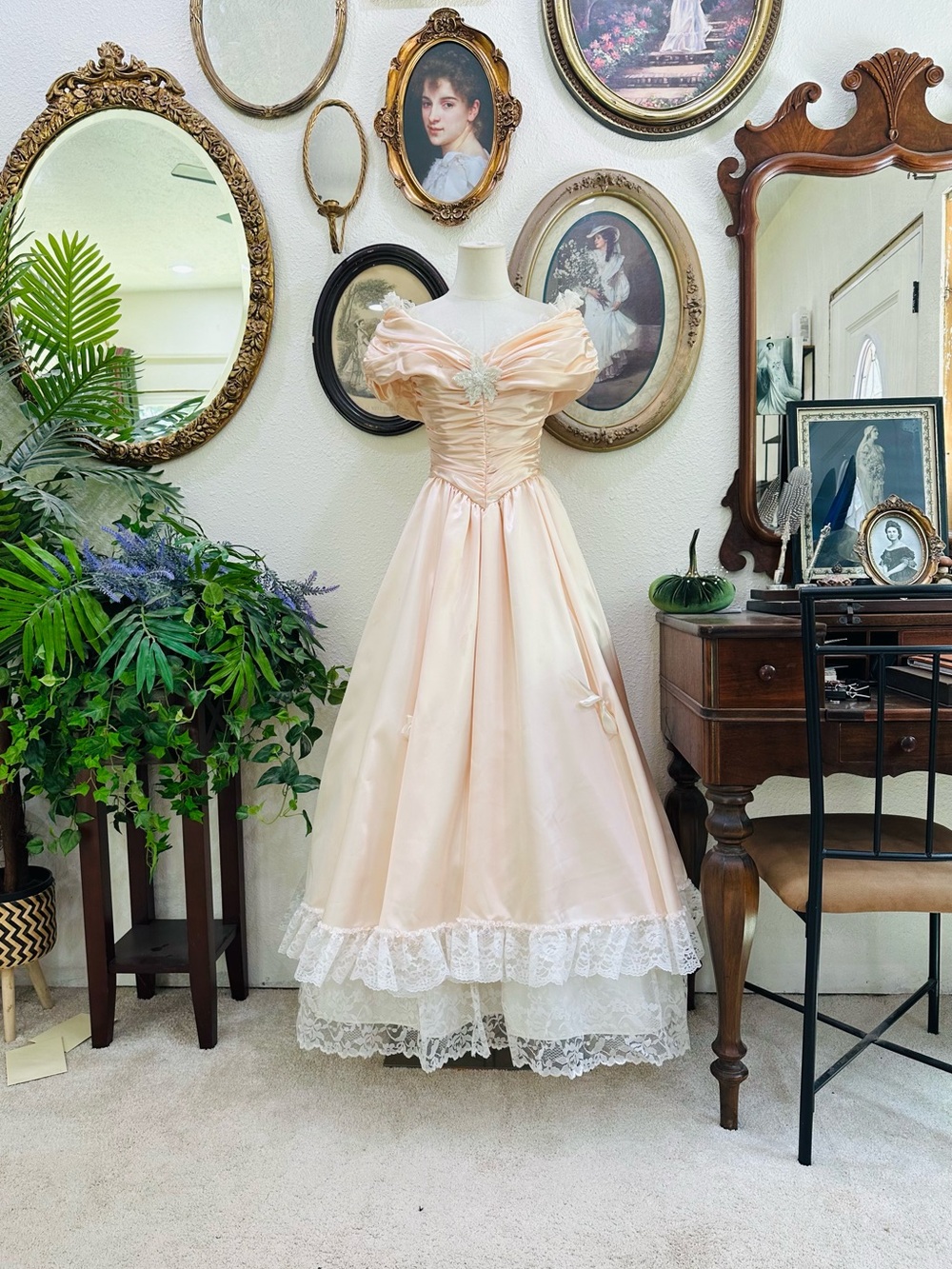 Zum Zum by Niki Livas Blush Pink Off-Shoulder Lace Ball Gown